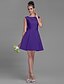 cheap The Wedding Store-A-Line Bridesmaid Dress Bateau Neck Sleeveless Short / Mini Satin with Bow(s)