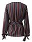 billiga Toppar i plusstorlekar-Women&#039;s Shirt Striped V Neck Purple Daily Clothing Apparel Basic / Long Sleeve / Slim