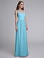 cheap Bridesmaid Dresses-Sheath / Column Spaghetti Strap Floor Length Chiffon Bridesmaid Dress with Lace by LAN TING BRIDE®