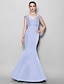 cheap Bridesmaid Dresses-Mermaid / Trumpet V Neck Floor Length Satin Bridesmaid Dress with Criss Cross by LAN TING BRIDE®