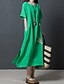 Недорогие Платья-Women&#039;s A Line Dress Midi Dress Green Black Short Sleeve Floral Embroidered Summer Round Neck Loose M L XL XXL