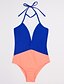 cheap Women&#039;s Swimwear &amp; Bikinis-Women&#039;s Plunging Neckline / Color Block Yellow Blue One-piece Swimwear - Color Block S M L / Wireless / Padded Bras