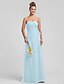 cheap Bridesmaid Dresses-Sheath / Column Sweetheart Neckline Floor Length Chiffon Bridesmaid Dress with Criss Cross / Flower by LAN TING BRIDE®