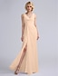 cheap Bridesmaid Dresses-Sheath / Column Bridesmaid Dress V Neck Sleeveless Furcal Floor Length Chiffon with Ruched