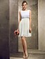 cheap Bridesmaid Dresses-A-Line Bateau Neck Short / Mini Chiffon Bridesmaid Dress with Pleats by LAN TING BRIDE®