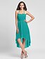 cheap Bridesmaid Dresses-A-Line / Ball Gown Halter Neck Knee Length / Asymmetrical Chiffon Bridesmaid Dress with Draping by LAN TING BRIDE® / Open Back