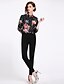 cheap Plus Size Tops-Women&#039;s Shirt Floral Shirt Collar Black Daily Clothing Apparel Streetwear / Winter / Long Sleeve