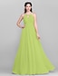 cheap Bridesmaid Dresses-A-Line Bridesmaid Dress Jewel Neck Sleeveless Elegant Floor Length Chiffon with Sash / Ribbon / Ruched / Draping