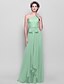 cheap Bridesmaid Dresses-Sheath / Column One Shoulder Floor Length Chiffon Bridesmaid Dress with Bow(s)