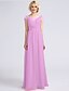 cheap Bridesmaid Dresses-Sheath / Column Bridesmaid Dress V Neck Short Sleeve Open Back Floor Length Chiffon with Criss Cross / Lace Insert