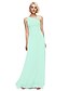 cheap Bridesmaid Dresses-Ball Gown Notched Floor Length Chiffon Bridesmaid Dress with Beading / Flower by LAN TING BRIDE®