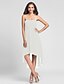 cheap Bridesmaid Dresses-A-Line / Ball Gown Halter Neck Knee Length / Asymmetrical Chiffon Bridesmaid Dress with Draping by LAN TING BRIDE® / Open Back