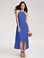 cheap Bridesmaid Dresses-A-Line Bridesmaid Dress Spaghetti Strap Sleeveless Open Back Asymmetrical Georgette with Ruched