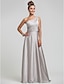 cheap Bridesmaid Dresses-Sheath / Column One Shoulder Floor Length Satin Chiffon Bridesmaid Dress with Beading / Side Draping / Ruched by LAN TING BRIDE®