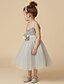 cheap Flower Girl Dresses-Princess Tea Length Flower Girl Dress - Tulle / Sequined Sleeveless Spaghetti Strap with Sequin / Flower by LAN TING BRIDE®