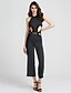 voordelige Damesjumpsuits-Dames Jumpsuit Uitknippen Effen Halternek Feest Breed Been Normale pasvorm Mouwloos Zwart S M L Herfst