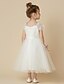 cheap Flower Girl Dresses-A-Line Knee Length Flower Girl Dress First Communion Cute Prom Dress Lace with Sash / Ribbon Fit 3-16 Years