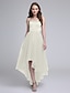 cheap Bridesmaid Dresses-A-Line Sweetheart Neckline Asymmetrical Satin / Tulle Bridesmaid Dress with Sash / Ribbon by LAN TING BRIDE®