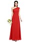 cheap Bridesmaid Dresses-Sheath / Column One Shoulder Floor Length Chiffon Bridesmaid Dress with Pleats / Side Draping