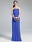 cheap Bridesmaid Dresses-Sheath / Column Strapless Floor Length Chiffon Bridesmaid Dress with Pleats