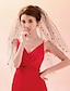 cheap Wedding Veils-Two-tier Veil / Colorful Wedding Veil Fingertip Veils with Trim Tulle / Classic