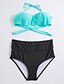 cheap Women&#039;s Swimwear &amp; Bikinis-Women&#039;s Swimwear Bikini Swimsuit Solid Colored Green Halter Neck Bathing Suits Ruffle
