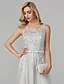 billige Kjoler for Spesielle Anledninger-A-Line Elegant Dress Prom Floor Length Sleeveless Scoop Neck Organza with Appliques 2022