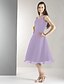 cheap Bridesmaid Dresses-A-Line Straps Knee Length Chiffon Bridesmaid Dress with Pleats