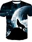 abordables T-shirt 3D homme-Homme T shirt Tee Animal Col Rond Noir Manches Courtes du quotidien Vacances Imprimer Hauts basique / Eté / Eté
