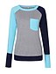 preiswerte T-Shirts für Damen-Damen Einfarbig Patchwork Lose T-shirt - Baumwolle Aktiv Grundlegend Alltag Festtage Wein / Blau / Rosa / Leicht Blau