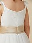 cheap Flower Girl Dresses-A-Line Knee Length Flower Girl Dress Cute Prom Dress Lace with Sash / Ribbon Fit 3-16 Years