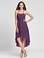 cheap Bridesmaid Dresses-A-Line / Ball Gown Halter Neck Knee Length / Asymmetrical Chiffon Bridesmaid Dress with Draping by LAN TING BRIDE® / Open Back