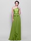 cheap Bridesmaid Dresses-Sheath / Column One Shoulder Floor Length Chiffon Bridesmaid Dress with Bow(s)