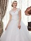 cheap Wedding Dresses-A-Line Wedding Dresses Scoop Neck Floor Length Satin Lace Over Tulle Cap Sleeve Romantic Illusion Detail with Crystals Appliques 2022