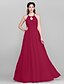 cheap Bridesmaid Dresses-A-Line Bridesmaid Dress Jewel Neck Sleeveless Elegant Floor Length Chiffon with Sash / Ribbon / Ruched / Draping