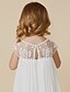זול שמלות לילדות פרחים-מעטפת \ עמוד באורך  הברך שמלה לנערת הפרחים  חתונה שמלת נשף חמודה שיפון עם חרוזים מתאים 3-16 שנים