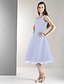 cheap Bridesmaid Dresses-A-Line Straps Knee Length Chiffon Bridesmaid Dress with Pleats