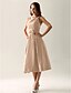 cheap Bridesmaid Dresses-Ball Gown / A-Line Straps Tea Length Taffeta Bridesmaid Dress with Bow(s) / Draping