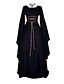 abordables Disfraces de Carnaval-Cosplay Accesorios Medieval Disfraz Mujer Vestidos Corte Cenicienta Negro Cosecha Cosplay Manga Larga Manga de la llamarada Hasta el Tobillo Longitud Larga