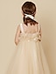 preiswerte Kleider für Junior-Brautjungfern-A-Linie Tee-Länge Blumenmädchenkleid Süßes Ballkleid Tüll mit Schärpe / Band Fit 3-16 Jahre