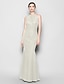 cheap Bridesmaid Dresses-Mermaid / Trumpet Halter Neck / Jewel Neck Floor Length Chiffon Bridesmaid Dress with Criss Cross