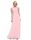 cheap Bridesmaid Dresses-Ball Gown Notched Floor Length Chiffon Bridesmaid Dress with Beading / Flower by LAN TING BRIDE®