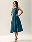 cheap Bridesmaid Dresses-Ball Gown / A-Line Straps Tea Length Taffeta Bridesmaid Dress with Bow(s) / Draping