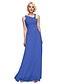 cheap Bridesmaid Dresses-Ball Gown Notched Floor Length Chiffon Bridesmaid Dress with Beading / Flower by LAN TING BRIDE®