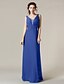 cheap Bridesmaid Dresses-Sheath / Column Straps Floor Length Chiffon Bridesmaid Dress with Beading by LAN TING BRIDE®