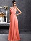 cheap Bridesmaid Dresses-Sheath / Column Bridesmaid Dress One Shoulder Sleeveless Floral Floor Length Chiffon with Pleats / Draping / Flower 2022