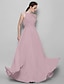 cheap Bridesmaid Dresses-A-Line Bridesmaid Dress Jewel Neck Sleeveless Sparkle &amp; Shine Floor Length Chiffon with Beading / Sequin