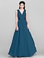 cheap Bridesmaid Dresses-A-Line Bridesmaid Dress V Neck Sleeveless Open Back Floor Length Chiffon with Sash / Ribbon / Bow(s) / Side Draping