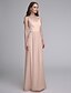 cheap Bridesmaid Dresses-Sheath / Column Spaghetti Strap Floor Length Chiffon Bridesmaid Dress with Lace by LAN TING BRIDE®