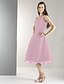 cheap Bridesmaid Dresses-A-Line Straps Knee Length Chiffon Bridesmaid Dress with Pleats